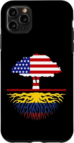 Miniatura 4 de Funda para iPhone 12 mini con diseño de raíces colombianas cultivadas en Estados Unidos y Colombia, con bandera de Estados Unidos