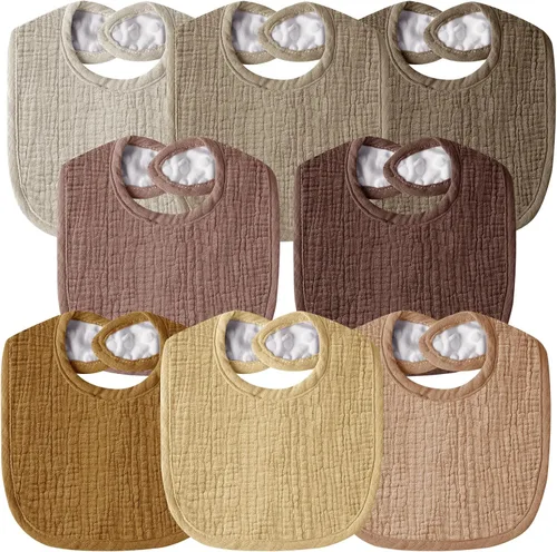 Miniatura 13 de Baberos de muselina para bebés para niños y niñas, baberos de algodón para babeo, baberos ajustables para recién nacidos para babeo y dentición