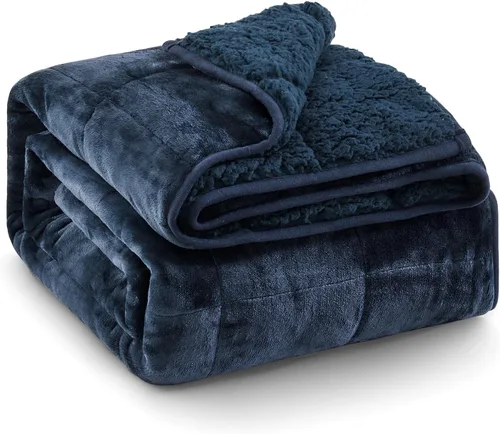 Miniatura 14 de Manta con Peso de Vellón Sherpa para Adultos Excelente para Dormir, 15 libras de Doble Cara Suave y Difusa Mantas Pesadas para Sofá Cama Sofá