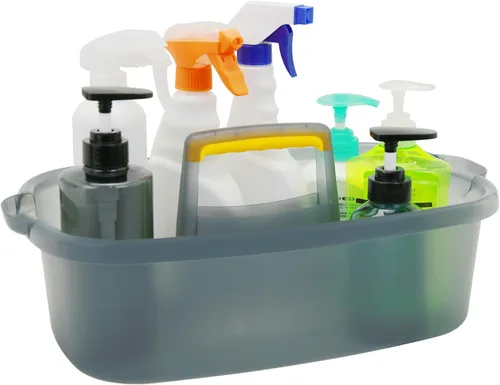 Miniatura 19 de Goderewild Organizador de limpieza de plástico multiusos con asa, organizador de ducha, cesta de almacenamiento, bolsas portátiles para suministros
