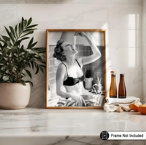 Miniatura 4 de Poster Master Póster con estampado de chica espagueti, cómete la pasta, arte de fotografía de moda, regalo para hombres y mujeres, decoración