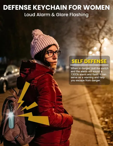 Miniatura 3 de ROTOPATA Luz estroboscópica de alarma de seguridad personal para mujeres, llavero de autodefensa de sirena de emergencia extra fuerte de 130 dB
