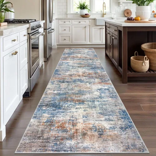 Miniatura 1087 de IOHOUZE Alfombra abstracta lavable de 3 x 12 pies para pasillos, antideslizante para cocina, camino de entrada de lana sintética para interiores