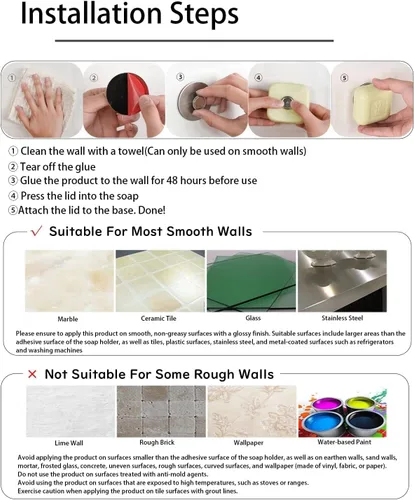 Miniatura 4 de 2 protectores de jabón magnéticos para barra de jabón, soporte de jabón de acero inoxidable para pared de ducha y cocina/baño, fácil de limpiar