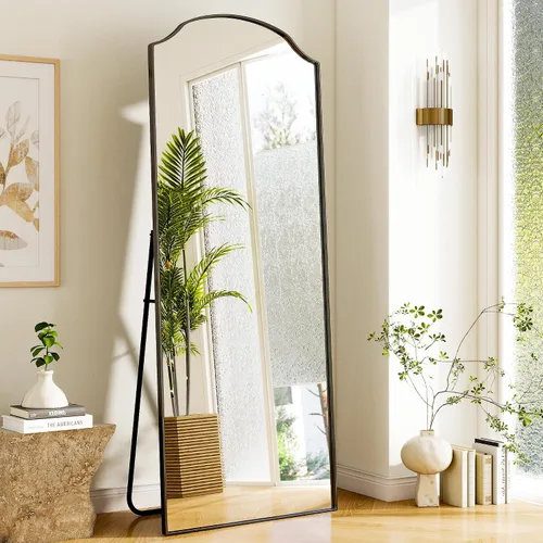 Miniatura 8 de Espejo arqueado de cuerpo completo con diseño único de esquina festoneada de 24 x 65 pulgadas, espejo de pared de longitud completa para dormitorio