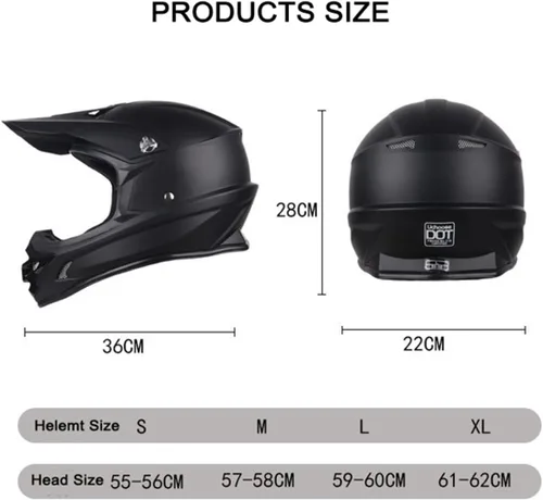 Miniatura 5 de Casco de motocross para adultos, motocicleta, BMX, ATV, todoterreno, casco de bicicleta de montaña ajustable, visera solar aprobada por puntos