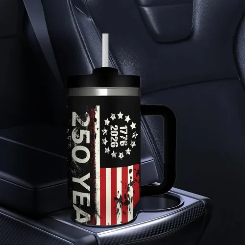 Miniatura 4 de 250 Years American Flag - Vaso aislado de acero inoxidable de 40 onzas (40.6 fl oz), taza de café patriótica con tapa a prueba de salpicaduras