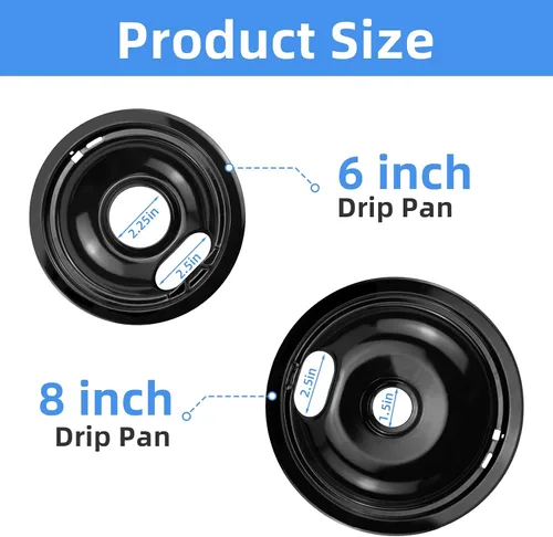 Miniatura 4 de Sartenes de goteo para quemador de estufa negro para Whirlpool Amana Crosley Electric Range, cuencos de goteo superior de estufa incluye 1 grande
