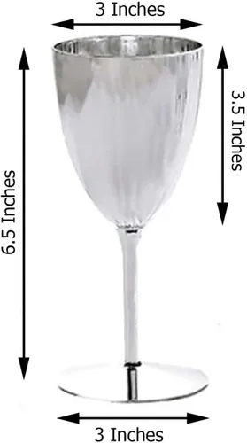 Miniatura 3 de Efavormart - Juego de copas de vino desechables metálicas plateadas de alta calidad, copas de vino con tallo para bodas, recepciones al aire libre