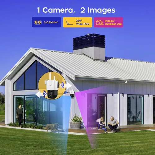 Miniatura 3 de xmartO Kit de cámara inalámbrica de 4 lentes duales, sistema de seguridad de largo alcance de malla WiFi6 de 8 vistas, NVR de doble banda 4K de 16