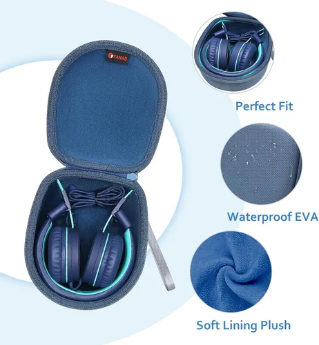 Miniatura 3 de Funda de auriculares para niños compatible con Elecder i37 / Noot K11 / iClever BTH12 / HS19 / BTH26 / JoySpark-T5 / Candy Bila BH03 / Azul