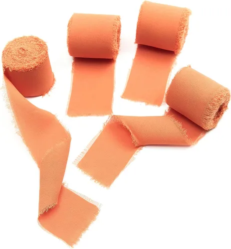 Miniatura 5 de 4 rollos de cinta de seda hecha a mano con flecos de 1.5 pulgadas x 5 yardas (4 rollos de 20 yardas) para invitaciones de boda, ramos de novia