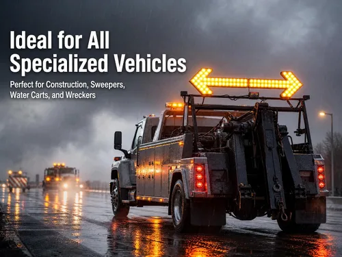 Miniatura 3 de CFLMYYXGS12V-24V Luz de señal de flecha LED impermeable ámbar con carcasa transparente para vehículos de construcción, barredoras, carros de agua