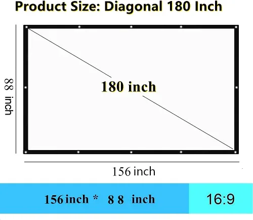 Miniatura 4 de Pantalla de proyector portátil de 180 pulgadas, 16:9 HD, plegable, antiarrugas, para interiores y exteriores, pantalla de proyección de película