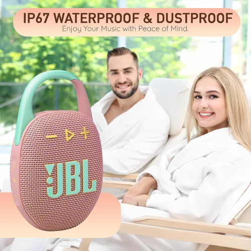 Miniatura 3 de JBL Altavoz Bluetooth portátil Clip 5, IP67 impermeable y a prueba de polvo, batería de larga duración, color rojo, solución integral de tela
