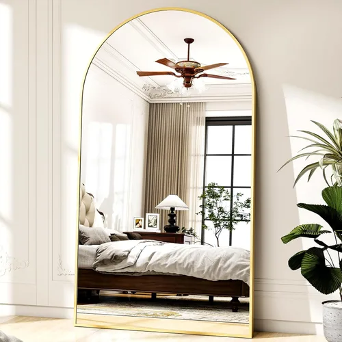 Miniatura 18 de Easly Espejo de Cuerpo Completo de Gran Tamaño, 76" x 34" Espejo Arqueado de Cuerpo Completo, Marco de Metal Negro, Espejo de Piso para Dormitorio