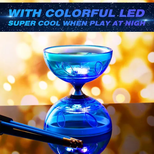Miniatura 4 de Simgoing El juego de diábolo LED chino Yoyo incluye colorido juguete Diábolo iluminado profesional con 2 varillas de piezas, 1 cuerda y 1 bolsa
