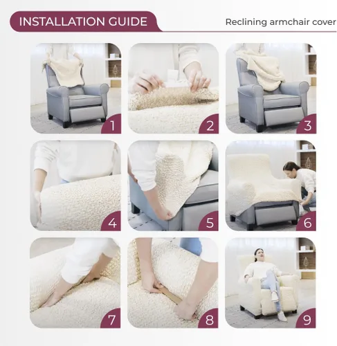 Miniatura 8 de PAULATO BY GA.I.CO. Funda para sillón reclinable, funda para silla reclinable, funda de tela de poliéster suave, protector de muebles elástico