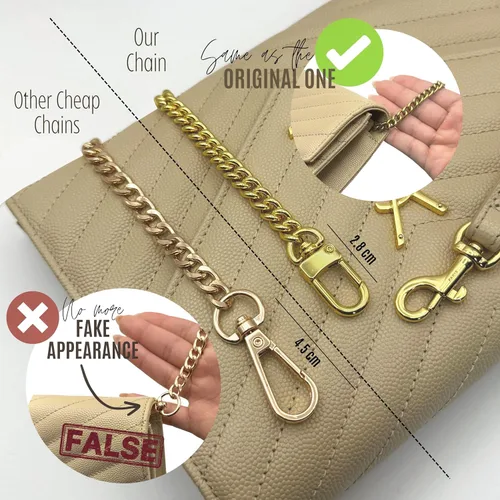 Miniatura 6 de Conversion Kit compatible with Monogram Clutch, Insert with 120cm - 47" inches Premium Gold Chain, Wristlet Insert Wallet on Chain (Lime)