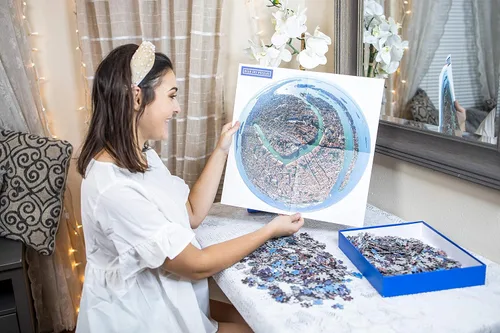 Miniatura 6 de Rompecabezas redondo de 1000 piezas de Venecia, Italia, arte desafiante y educativo para adultos y niños, foto panorámica única de la ciudad