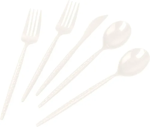 Miniatura 14 de LIYH 102 piezas de cubiertos de plástico plateado – Juego de cubiertos de plástico de alta resistencia, utensilios desechables, cuchillos, 102 plata