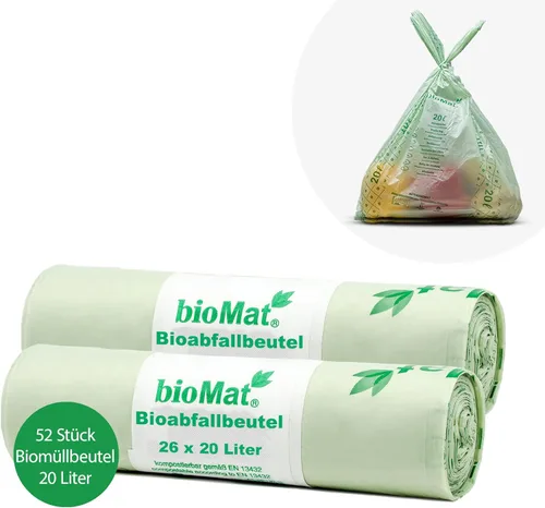 Miniatura 23 de bioMat Bolsas de basura compostables de 2.6 galones, 125 unidades, bolsas de basura pequeñas y planas para cocina, con certificación BPI, CMA y OK