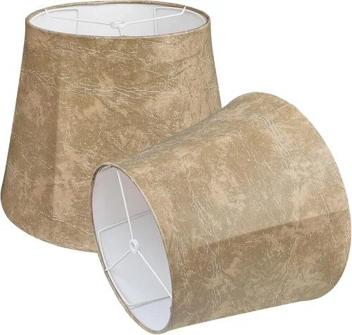 TOOTOO STAR Juego de 2 pantallas de tambor, pantalla de barril de cuero para lámparas de mesa y de pie, pantallas medianas de aldea costera 25.4 cm