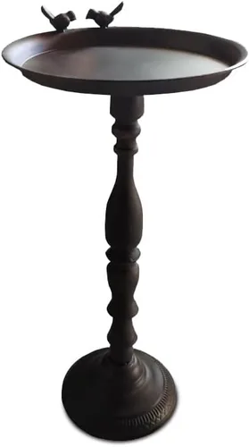 Mesa redonda pequeña decorativa para pájaros, decoración de granja, mesa auxiliar Shabby Chic para sala de estar, muebles de oficina (negro, grande)