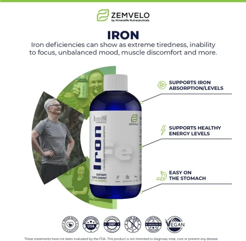 Miniatura 3 de Suplemento de hierro iónico líquido Deficiencia de hierro Apoyo hormonal Apoyo energético Fomenta los músculos saludables