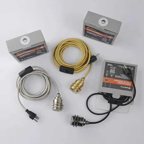 Miniatura 9 de BRIGHTTIA Lámpara colgante de latón enchufable – Enchufe portátil listo para colgar E26 con cable de 15 pies e interruptor en línea – Robusta