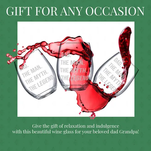 Miniatura 7 de Regalos para papá Regalo de copa de vino para papá - Papá. El hombre. El mito. La leyenda. Regalo perfecto de cumpleaños o día del padre para papá