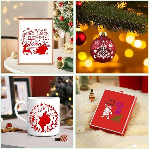 Miniatura 5 de Plantillas navideñas para pintar madera, 16 unidades, 6 pulgadas, reutilizables, grandes, plantillas de Navidad para adornos, manualidades, 16