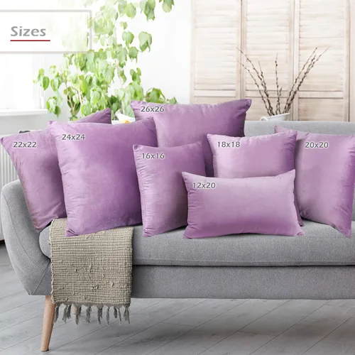 Miniatura 6 de Nestl Fundas de cojín decorativas, acogedoras fundas de almohada de terciopelo lavanda 51 x 51 cm, suaves fundas de almohadón sólido para sofá, cama