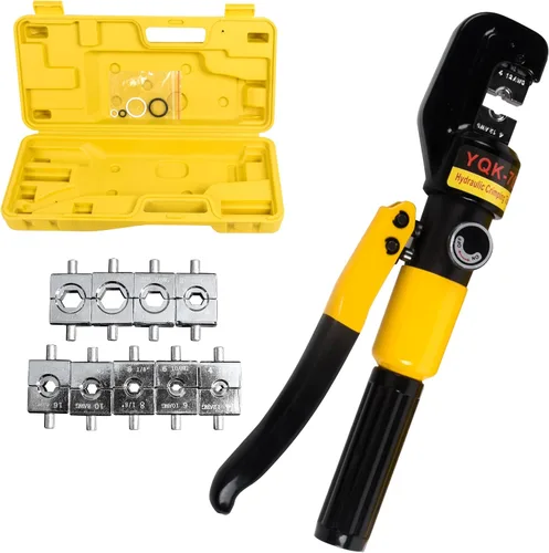 Doppy Herramienta de mano de prensado hidráulico 10 toneladas 12-2/0 AWG Alambre hidráulico Herramienta de prensado conjunto de terminales de
