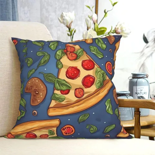 Miniatura 6 de Funda de almohada cuadrada suave con estampado de pizza, funda de cojín para decoración del hogar, sala de estar, cama, sofá automóvil, 12 x 12