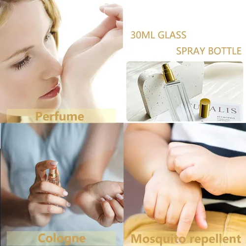 Miniatura 4 de Botella atomizadora de vidrio de 1.0 fl oz, botellas de perfume de 1 oz vacías, atomizador de vidrio, botella atomizador de viaje pequeña recargable
