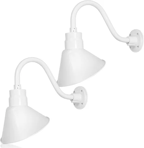 Miniatura 34 de Lámpara de señal de cuello de cisne con pantalla angular negra satinada de 10 pulgadas con brazo de extensión largo de 22 pulgadas, aplique de pared