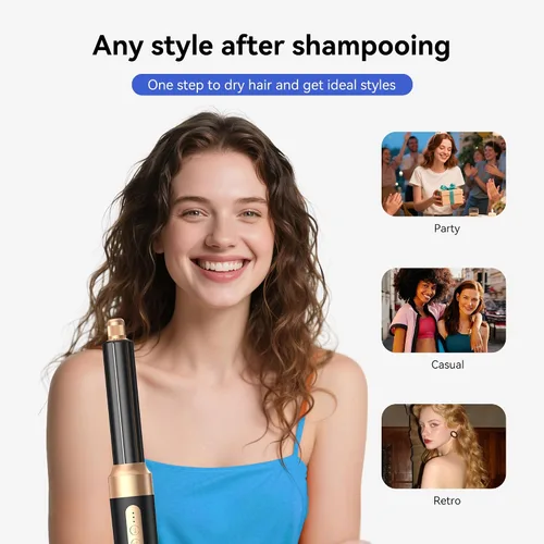 Miniatura 5 de Cepillo Secador de Cabello 7 en Uno, Set de Cabello con Iones Negativos Mejorado Estilizador de Aire Caliente Rizador Envolvente, Herramientas