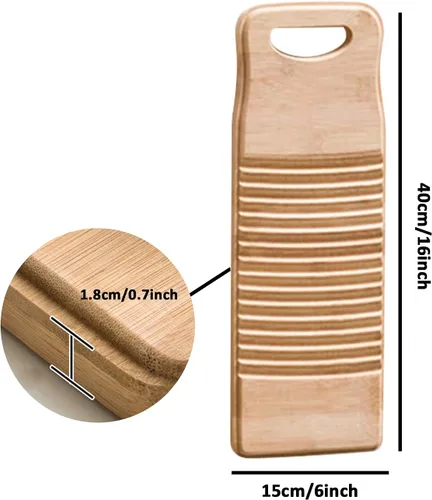 Miniatura 4 de SeptCity - Tabla de lavado para lavandería, lavadora de manos antigua para mujer, madera duradera antideslizante, bambú, herramientas para el hogar