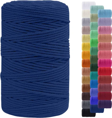 Miniatura 121 de Cuerda de macramé de 0.079 in para 219 yardas, cuerda de algodón natural para manualidades, hilo de cuerda de macramé de colores para colgar
