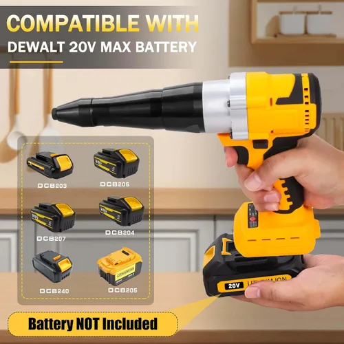 Miniatura 2 de Pistola de remache inalámbrica eléctrica compatible con batería Dewalt de 20 V máximo, (sin batería), kit de herramientas de remache inalámbrico sin