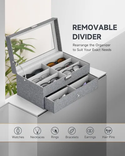 Miniatura 13 de Caja para anteojos de Co-z, organizador de anteojos, caja de almacenamiento con visualización