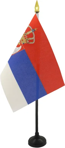 Miniatura 68 de AZ FLAG Bandera de mesa de Albania de 4 x 6 pulgadas - Bandera de escritorio albanesa 5.9 x 3.9 in - Tapa de lanza dorada