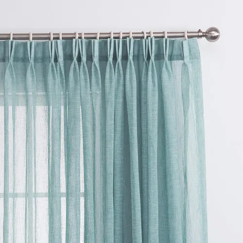 2 cortinas semitraslúcidas de lino sintético y de doble plisado para ventana, para el hogar, hotel, oficina, color azul; 26 pulgadas de ancho x 54