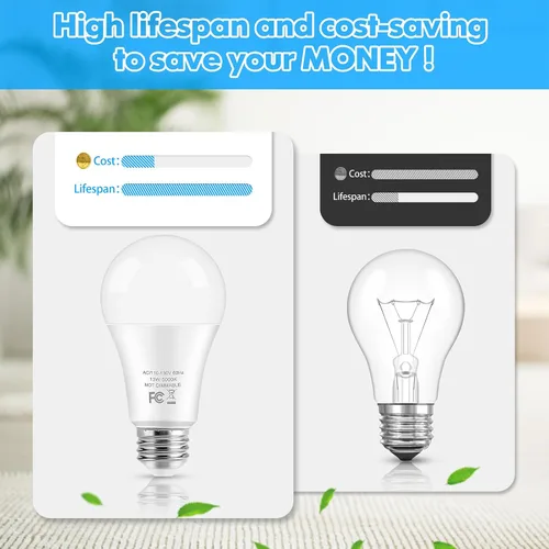 Miniatura 5 de Bombillas LED, bombillas LED A19 equivalentes a 100 W, 13 W, 5000 K, luz blanca diurna, 1500 lúmenes, no regulables, brillantes, E26 Edison 5000K