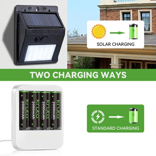 Miniatura 6 de NiMH - Baterías AA recargables, 2000 mAh, 1.2 V, NiMH de alta capacidad, doble AA para luces solares al aire libre, recarga hasta 1200 veces