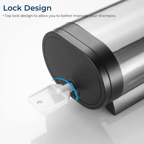 Miniatura 7 de Dispensador de ducha Pollock - Dispensador de champú y acondicionador sin taladro de 1 cámara para baño, de gran capacidad, negro