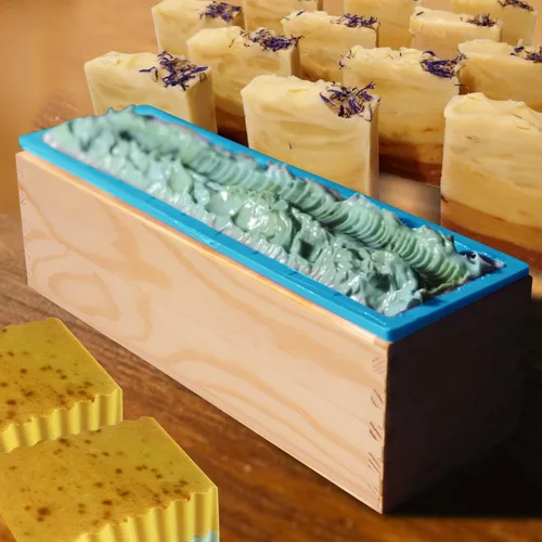 Miniatura 6 de Paquete de 6 cajas de madera artesanales para hacer jabón, moldes de silicona de alta calidad de 42 onzas con caja de madera y tapa, ideal