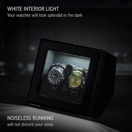 Miniatura 6 de TIMECUBE Enrollador de reloj doble con luz LED, 15 modos de bobinado y opción automática de parada de motor