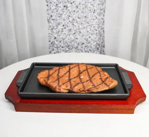 Miniatura 9 de Ebros - Sartén de hierro fundido de tamaño personal para fajita, plato de carne japonesa con base de madera para restaurante, hogar, cocina